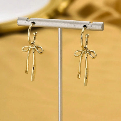 Golden Bow Drop Earrings