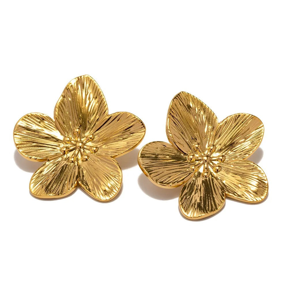 Gold Flower Drop Earrings